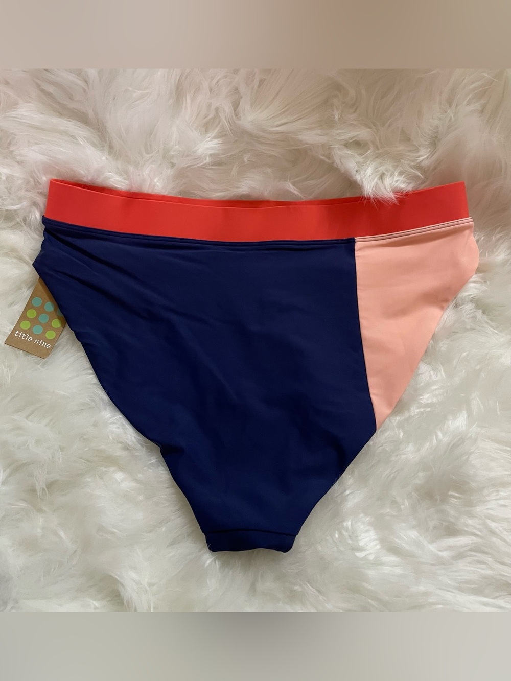 Title Nine Title 9 Tideturn High Waisted Bikini Bottom - NEW - Large Navy Blue - Picture 6 of 8